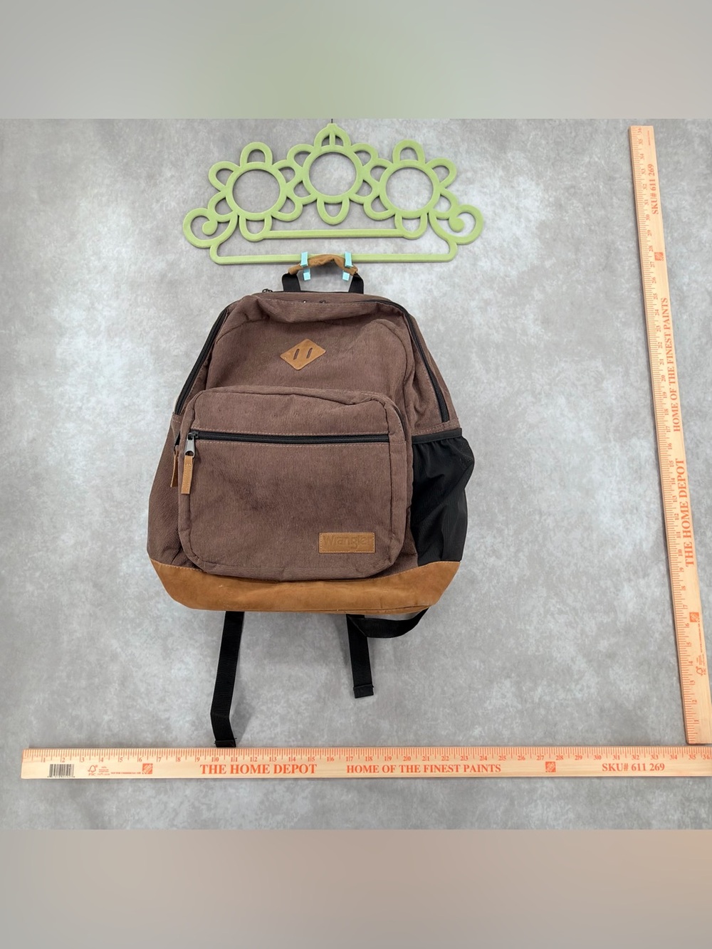 Wrangler Brown and Black Canvas Backpack with Tan Suede Base